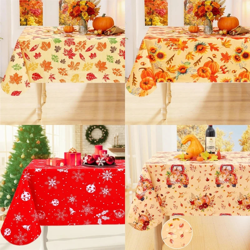 Waterproof PVC Flannel Table Cover Elastic Fitted Tablecloth