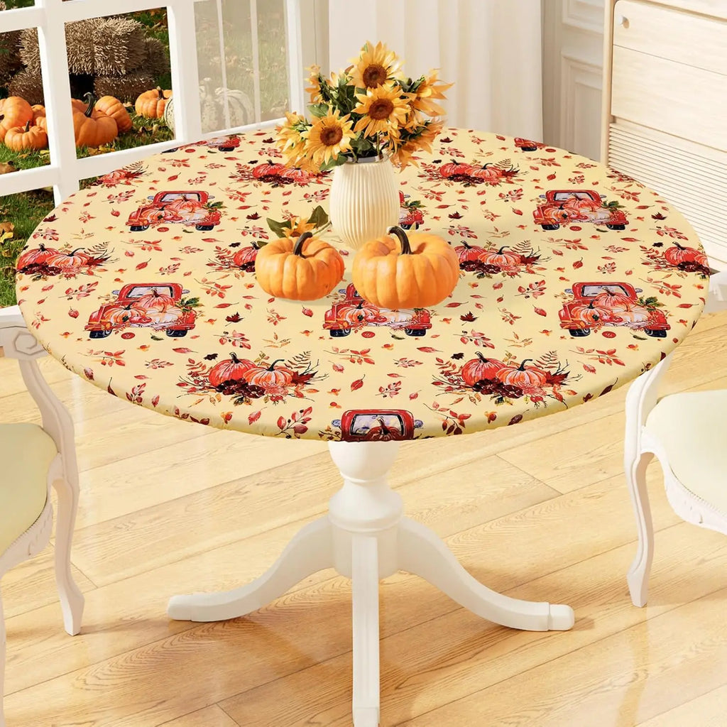 Waterproof PVC Flannel Table Cover Elastic Fitted Tablecloth