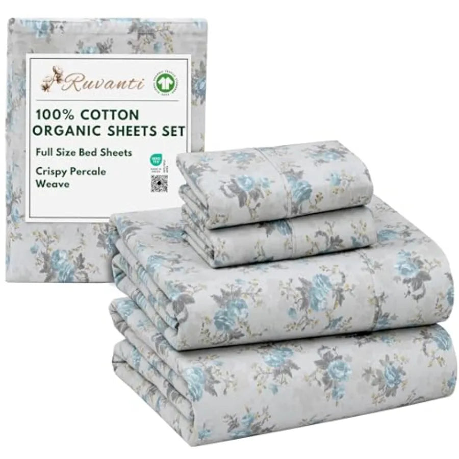 100% Cotton Organic Percale Sheets Size Crisp Cooling Bed Sheets