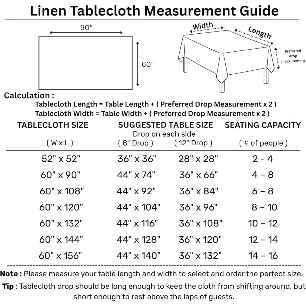 Linen Tablecloth 60x90 Inches
