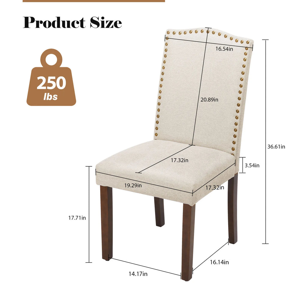MCQ Dining Chairs Set of 2 Farmhouse Fabric