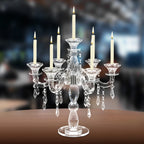 7-Arm Candlestick Holder，Glass Candelabra，Elegant Centerpiece