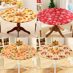 Waterproof PVC Flannel Table Cover Elastic Fitted Tablecloth