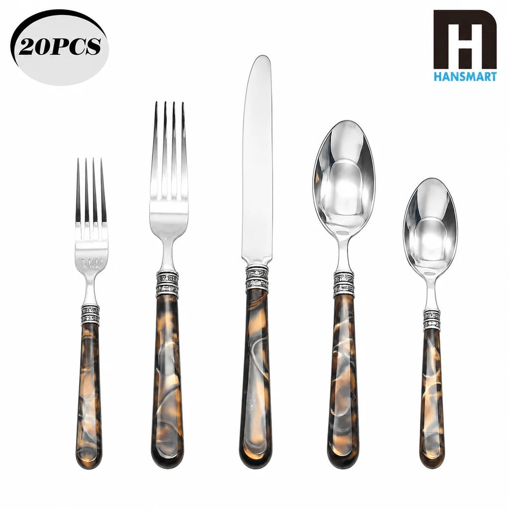 Barenthal Tortue Sandstone Handle Flatware Set 20Pcs Stainless Steel Cutlery