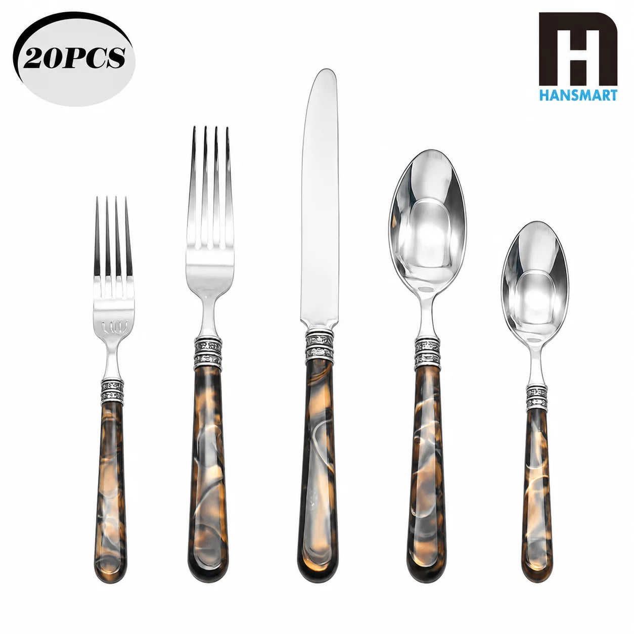 Barenthal Tortue Sandstone Handle Flatware Set 20Pcs Stainless Steel Cutlery