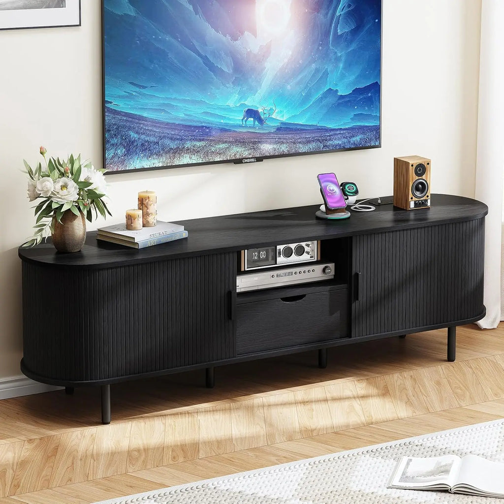 69" TV Stand w/ Power Outlet for TVs up to 80",Entertainment Center