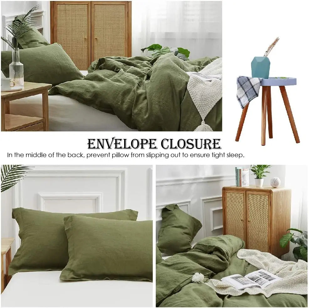 3Pcs100% Linen Bedding Set
