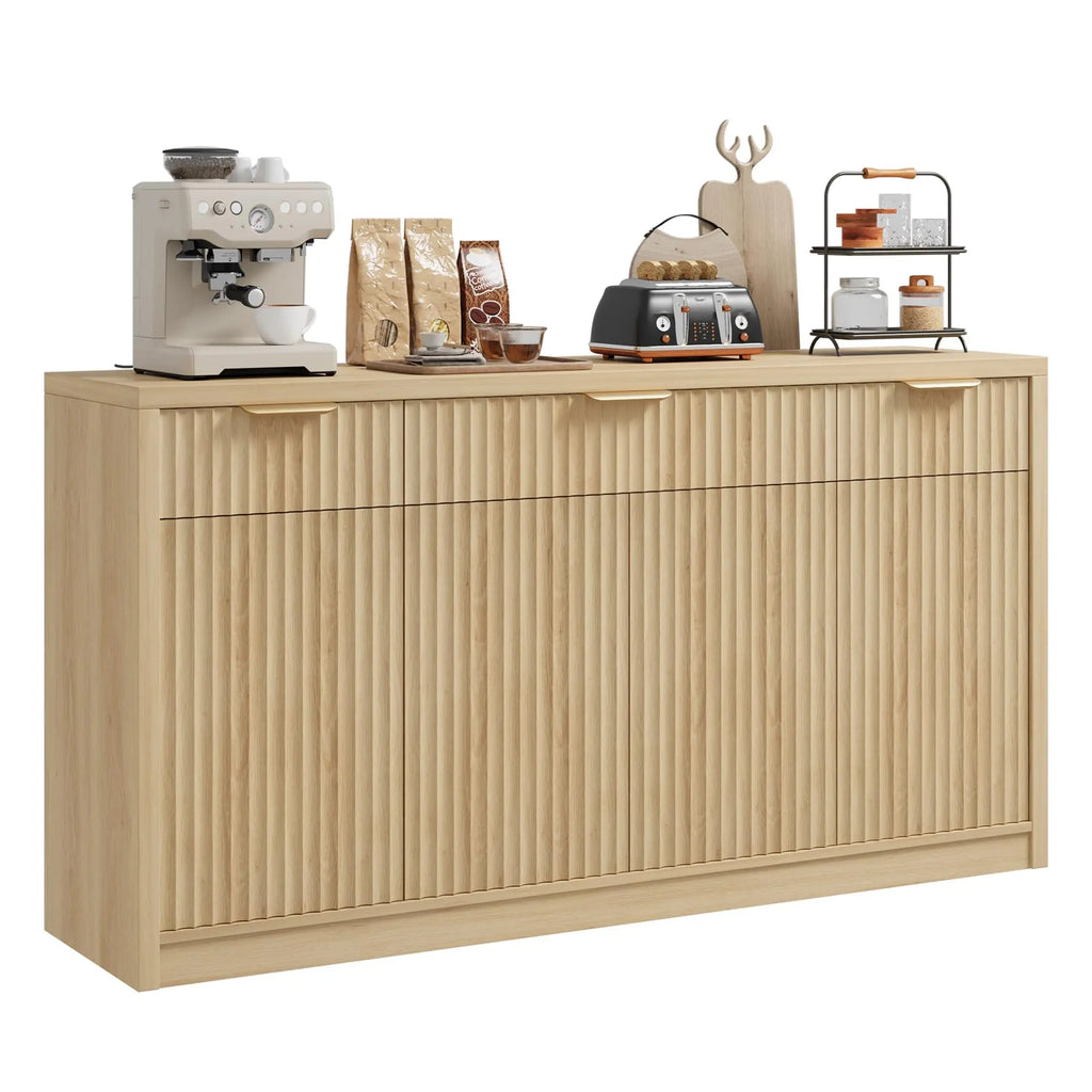 55 Inch Fluted Buffet Sideboard Cabinet