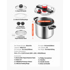 SucceBuy 6.3 8 10 12 Qt Pressure Cooker Stainless Steel