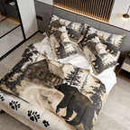 2/3pcs Rustic Cabin Bear Print Comforter Set