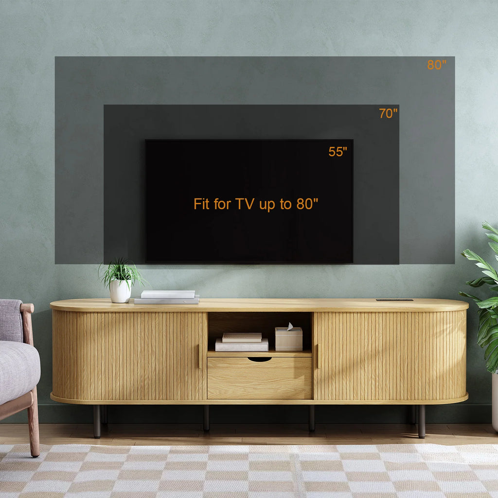 69" TV Stand w/ Power Outlet for TVs up to 80",Entertainment Center