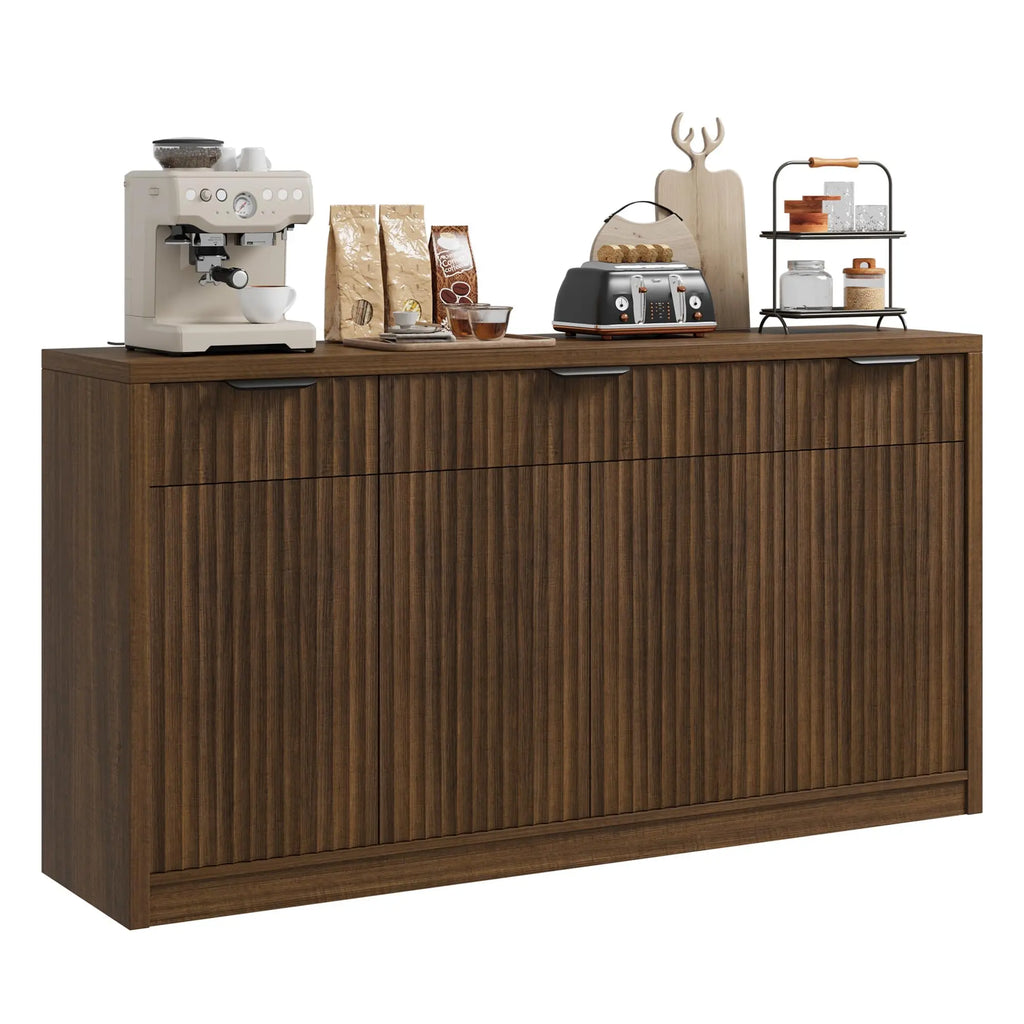 55 Inch Fluted Buffet Sideboard Cabinet