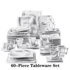 30/60PCS Marble Porcelain Dinnerware Set