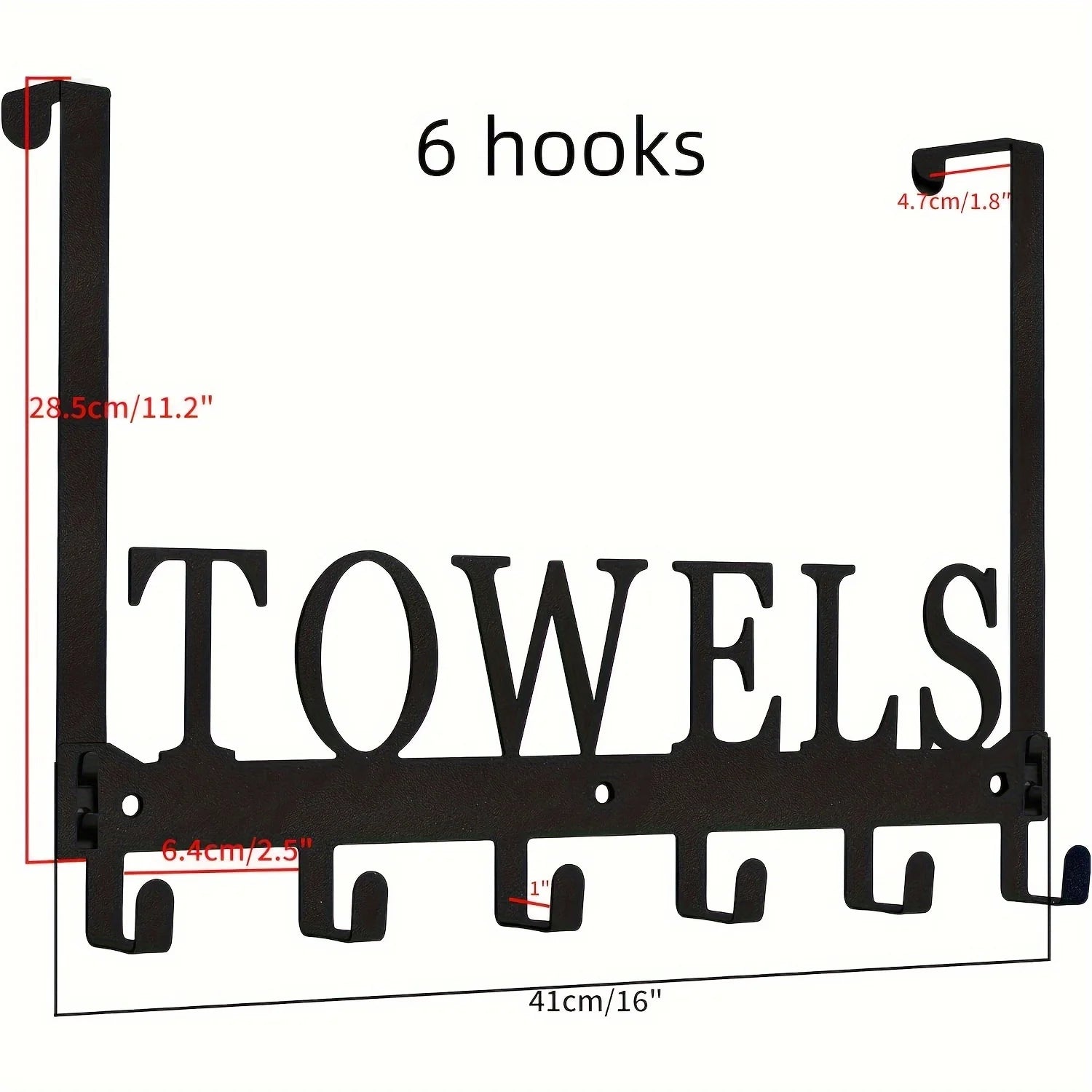 Over The Door Hooks, Towel Rack with 6 Hooks