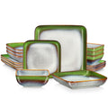 Dinner Set Green Square Kiln Change Glaze Tableware 16 Piece Kitchen Dinnerware
