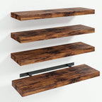 4 Pack Floating Shelves Modern Black Wood Wall Shelves