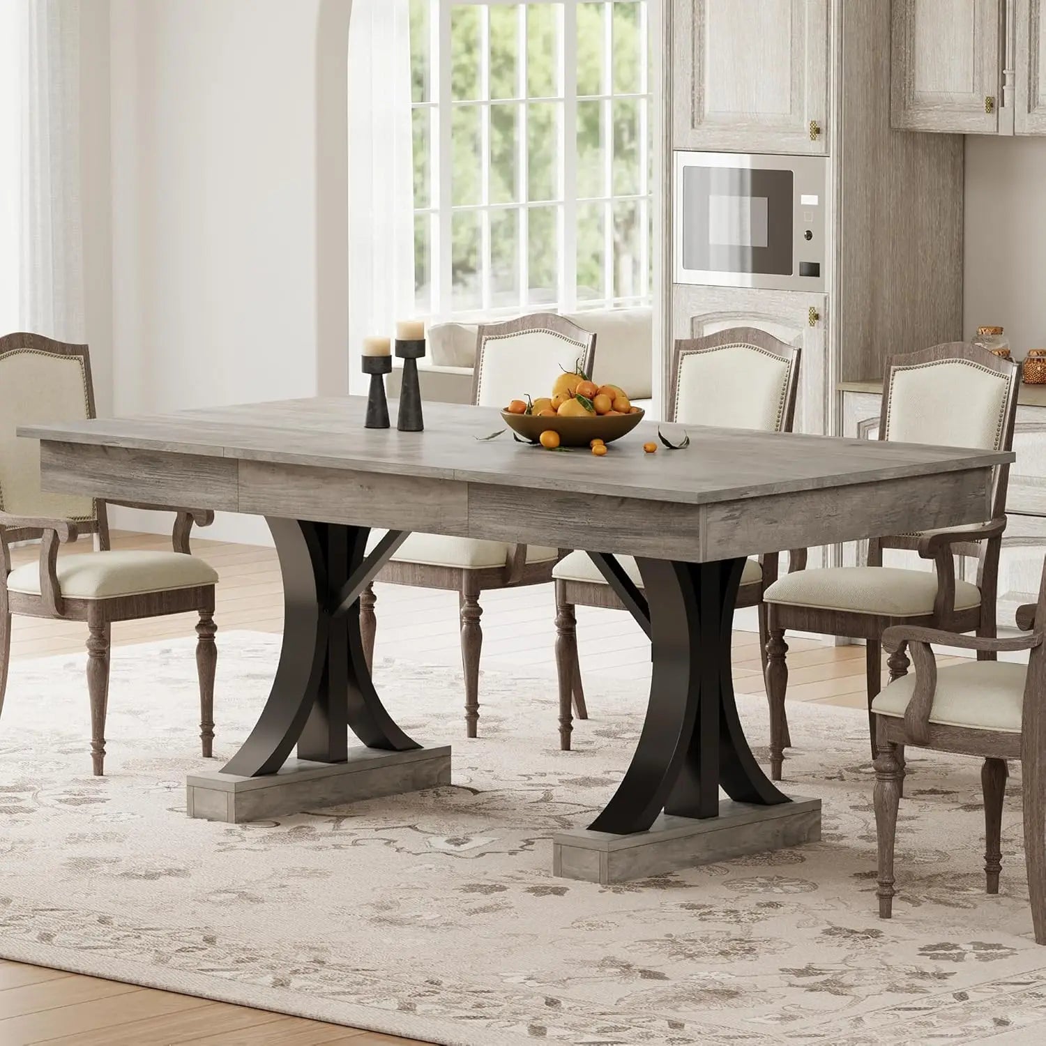 71 Inch Dining Table For 6-8 With 2 Drawers
