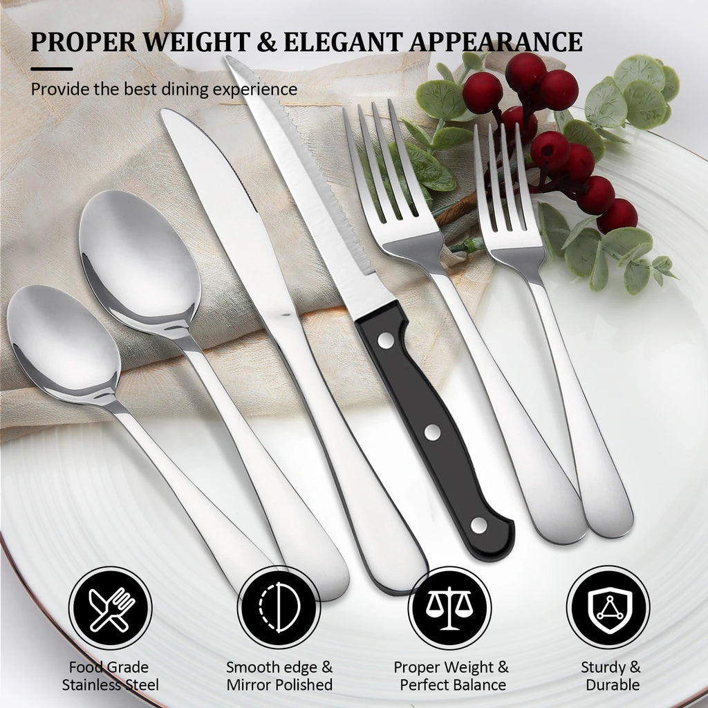 48Pcs Stainless Steel Cutlery Set Steak Knives