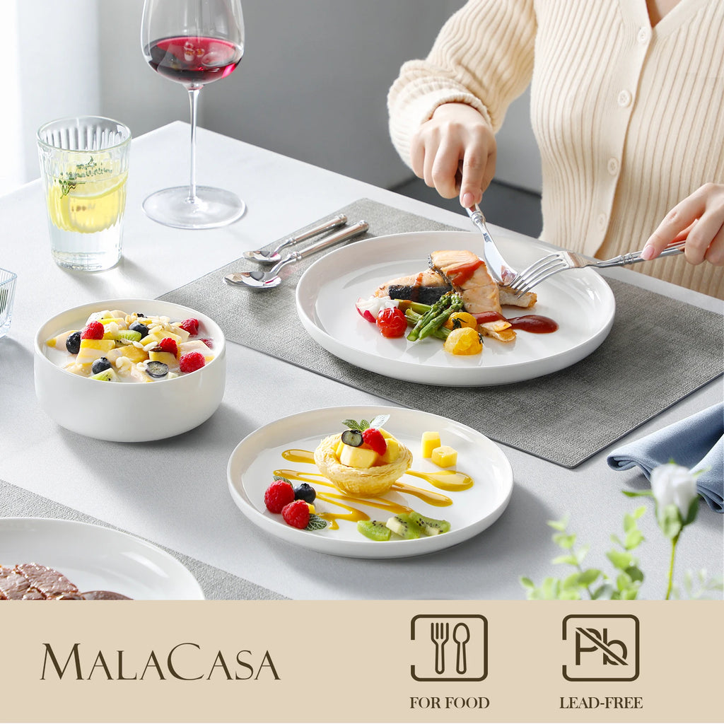 MALACASA 18/36-Piece Ceramic Plate Porcelain Dinnerware Set