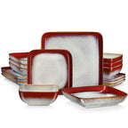 Dinner Set Green Square Kiln Change Glaze Tableware 16 Piece Kitchen Dinnerware
