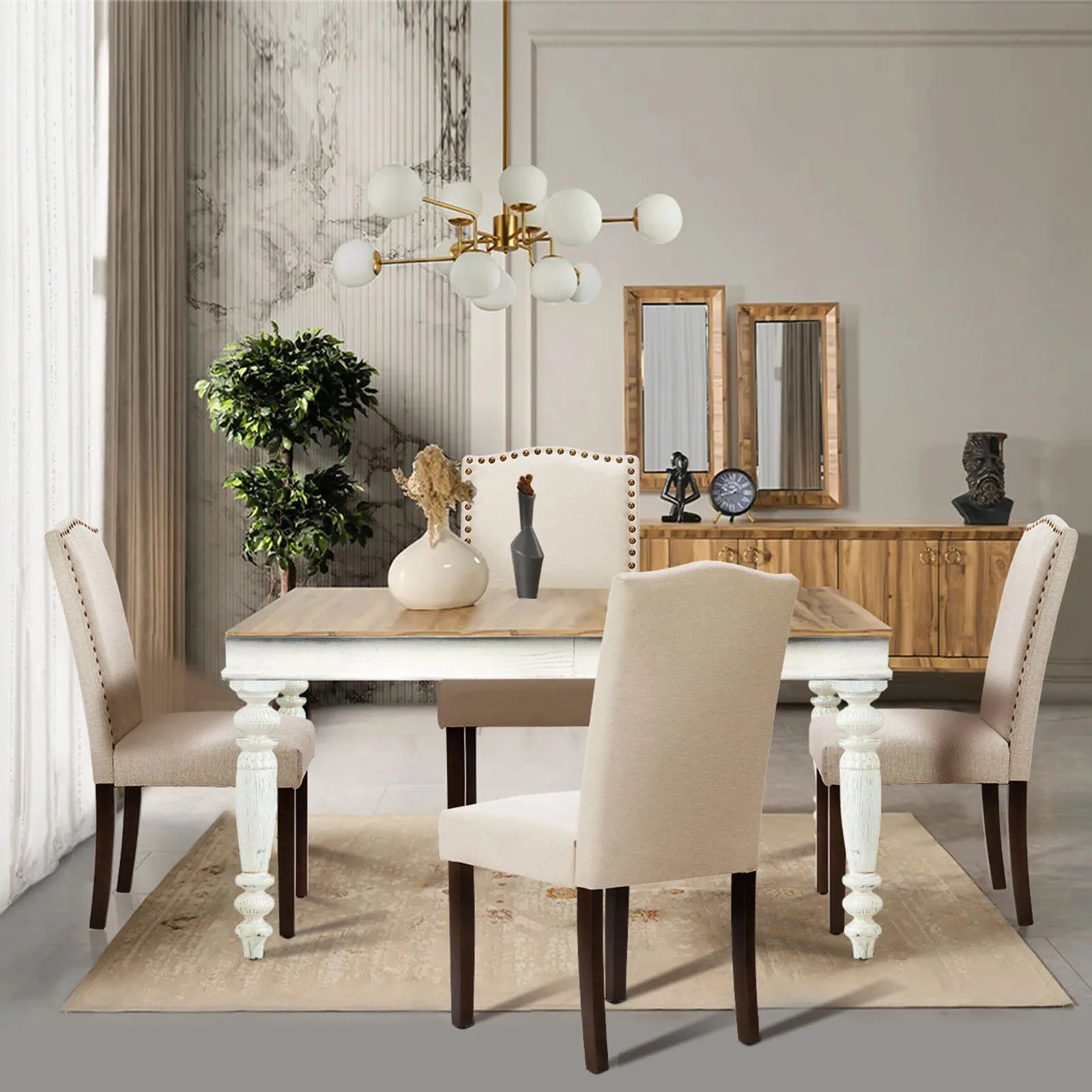 MCQ Dining Chairs Set of 2 Farmhouse Fabric