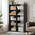 Multi Tier Bookshelf Storage Rack Black Bookcase