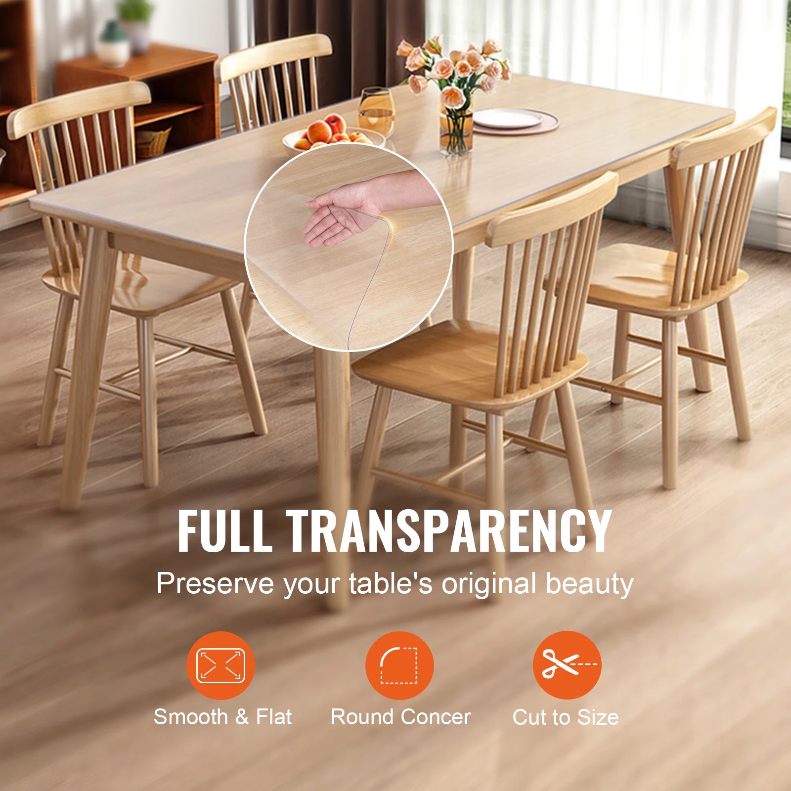 PVC Tablecloth Transparent Table Cloth 1.5mm Waterproof Kitchen