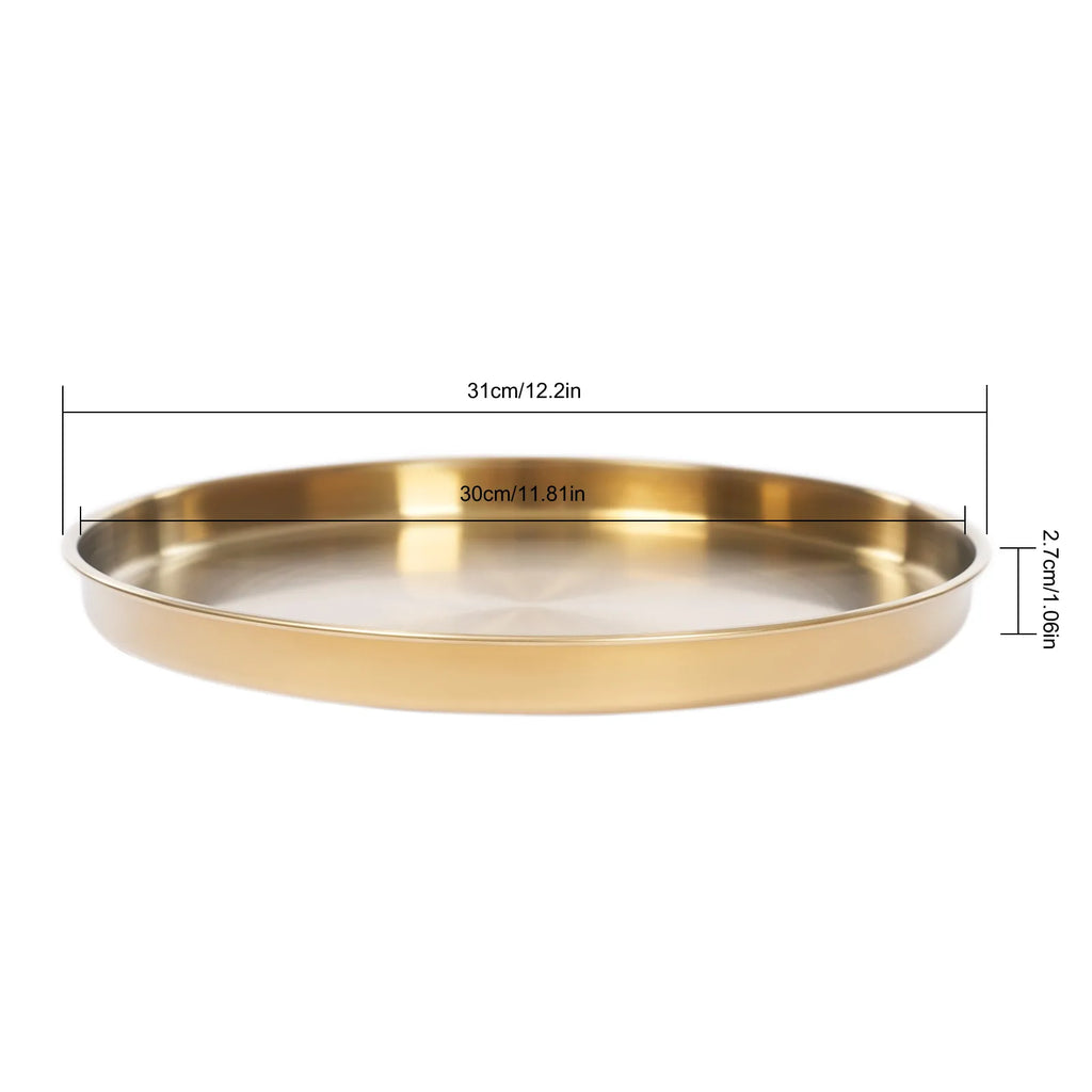6Pcs Round Serving Trays, Stainless Steel