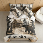 2/3pcs Rustic Cabin Bear Print Comforter Set