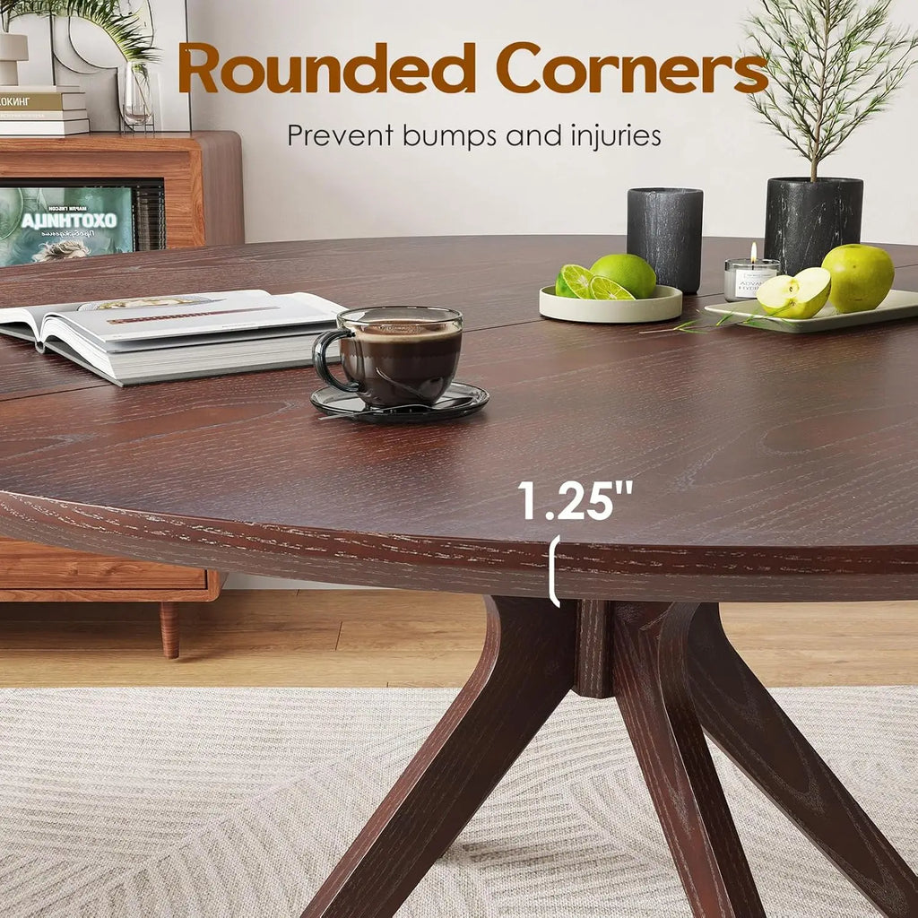 Round Natural Wood Dining Table for Living Room