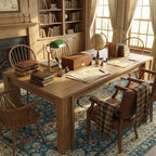 71 Inch Farmhouse Dining Table For 6-8, Rectangular Wood