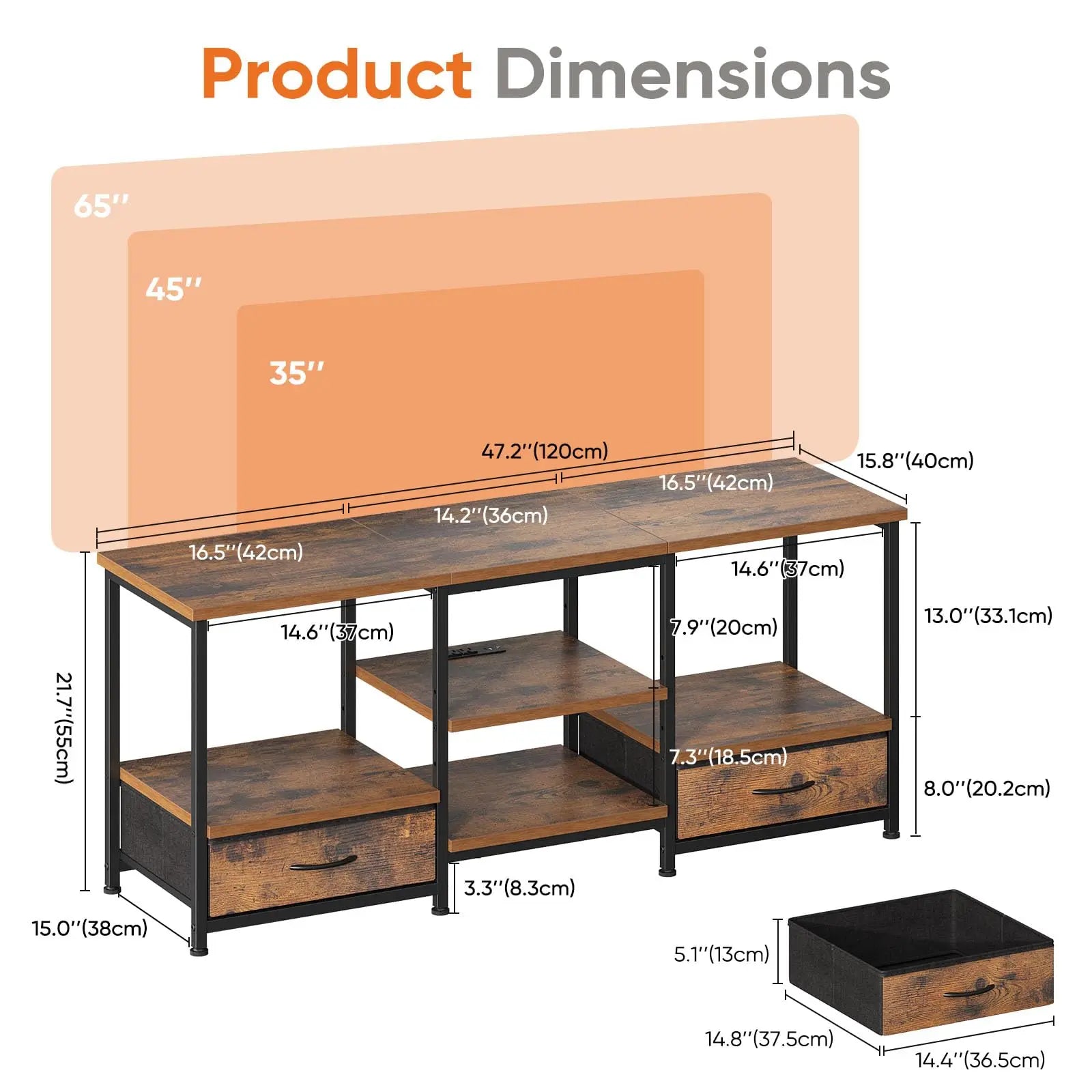 Wooden Tv Stand For Up To 75 Inch TV Entertainment Center For Living Room