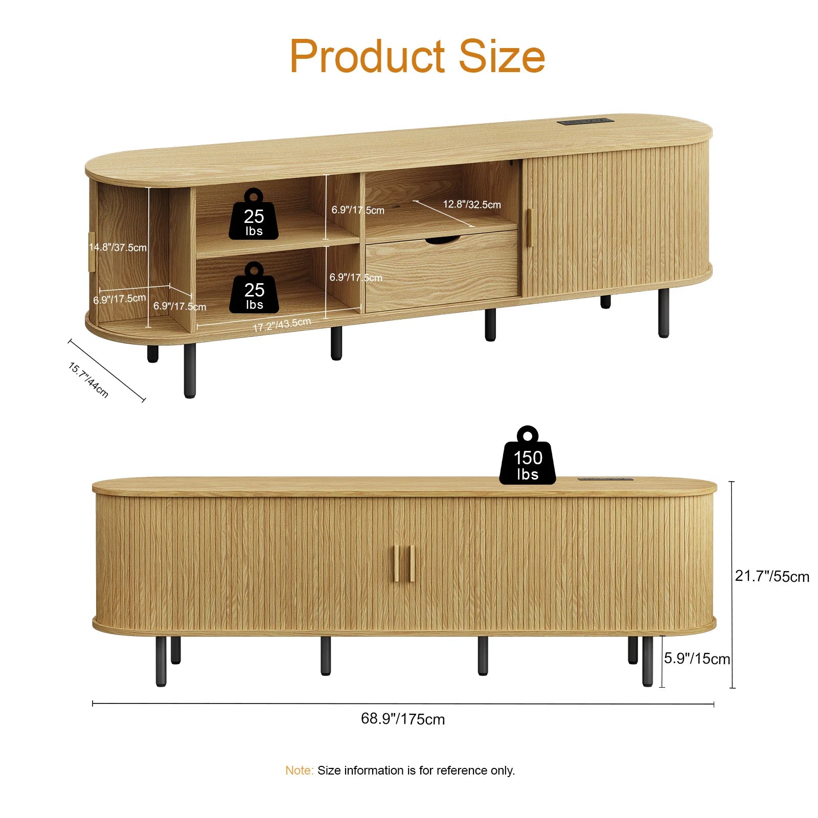 69" TV Stand w/ Power Outlet for TVs up to 80",Entertainment Center