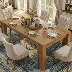 71 Inch Farmhouse Dining Table For 6-8, Rectangular Wood