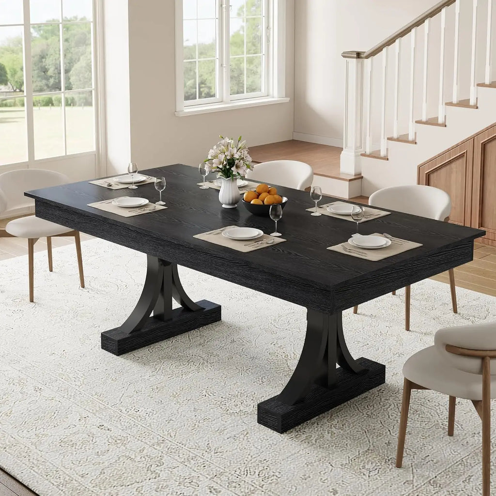 71 Inch Dining Table For 6-8 With 2 Drawers