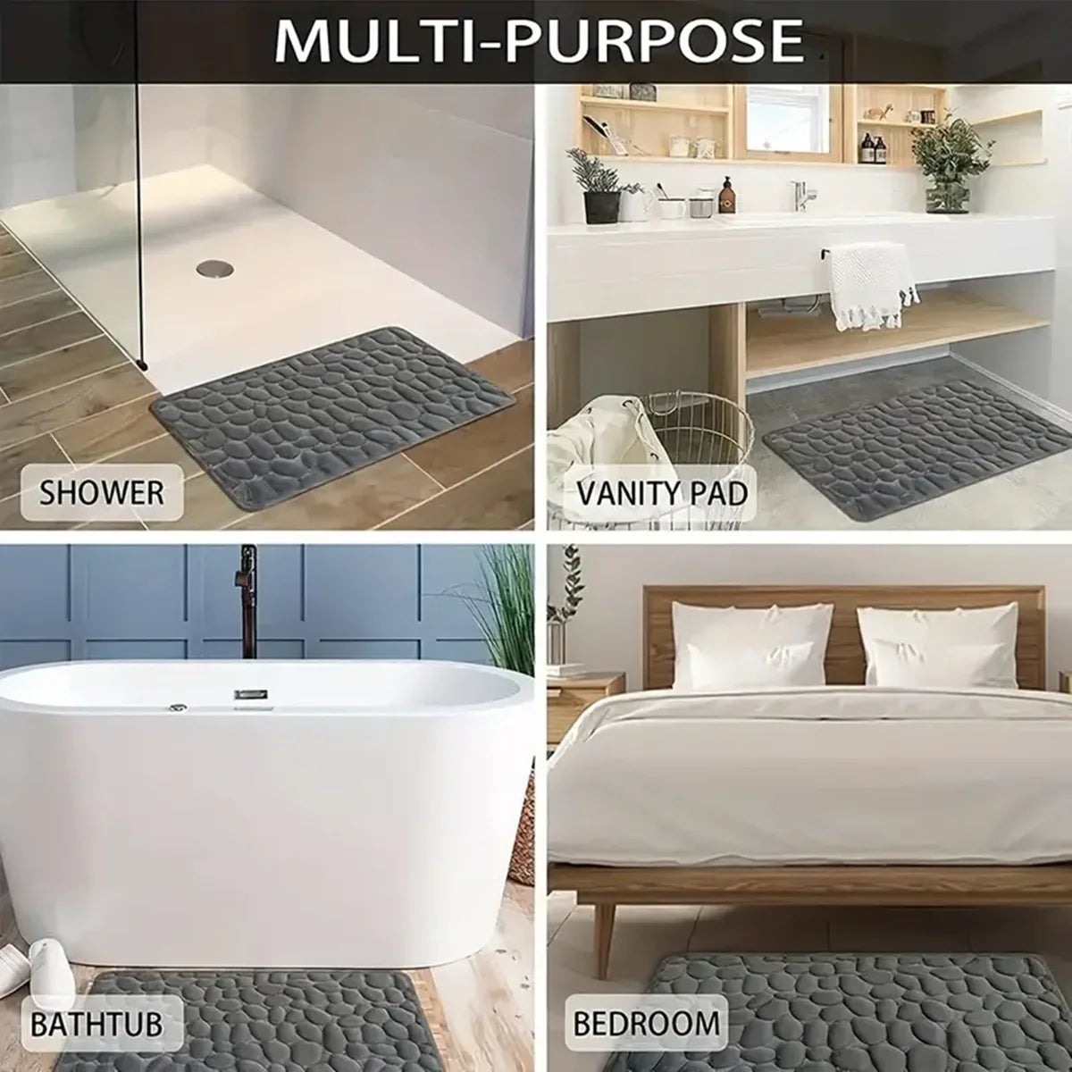 3D Non Slip Bathroom Mat Bath Mats Absorbent Doormat Carpet
