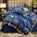 Lace edge bed skirt bed cover matte four piece set,