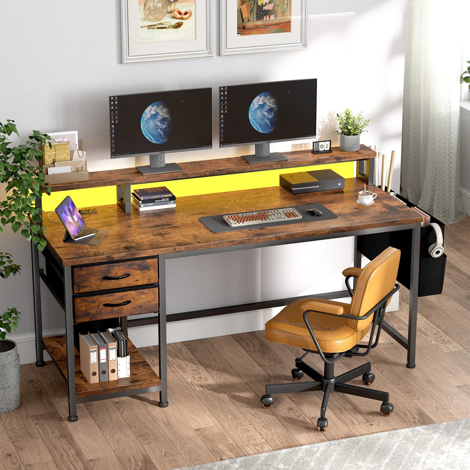 48"&55“ Small Gaming Desk with Remote Control RGB Light