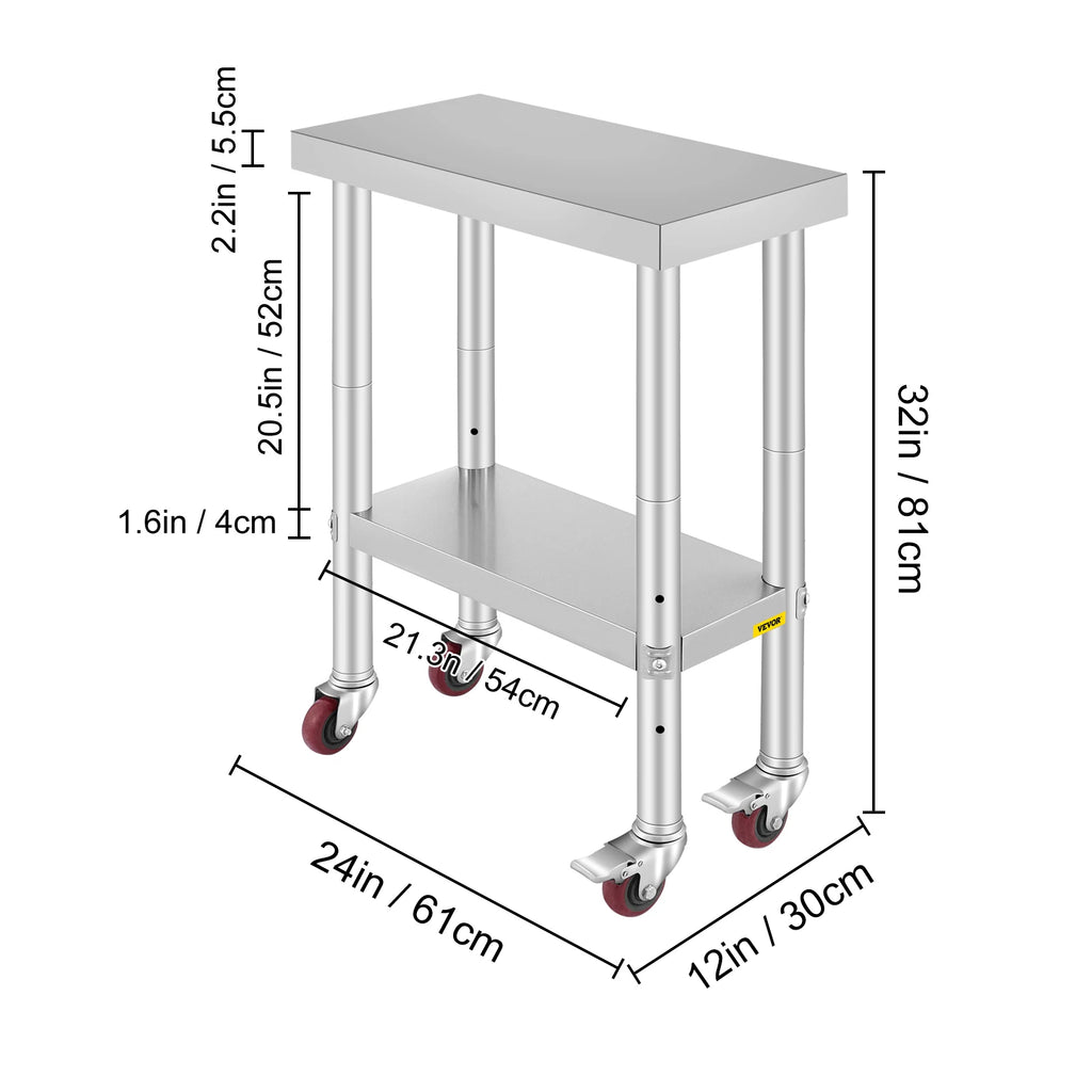 SucceBuy Stainless Steel Kitchen Prep Table