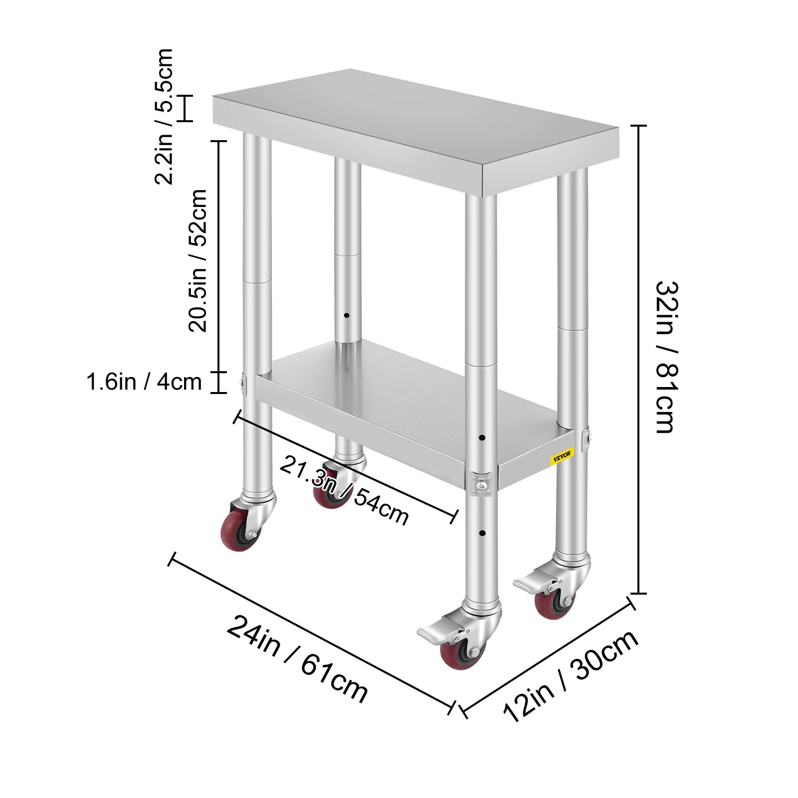 SucceBuy Stainless Steel Kitchen Prep Table