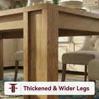 71 Inch Farmhouse Dining Table For 6-8, Rectangular Wood