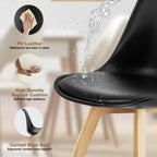 Leather Dining Chairs Set of 4 Wooden Legs Lounge Chair for Home Kitchen