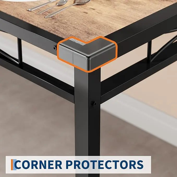 3pcs /set Dining Table Room with Corner Protector, Wood Kitchen Table and Chairs Set of 3 with Upholstered Chairs for Kitchen Room