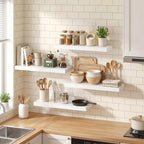 4 Pack Floating Shelves Modern Black Wood Wall Shelves