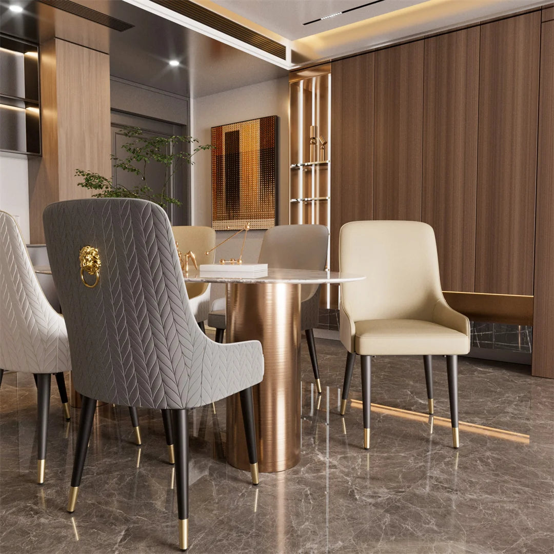 Modern Dining Chair Set of 2 Microfiber Leather