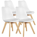 Leather Dining Chairs Set of 4 Wooden Legs Lounge Chair for Home Kitchen