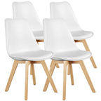 Leather Dining Chairs Set of 4 Wooden Legs Lounge Chair for Home Kitchen