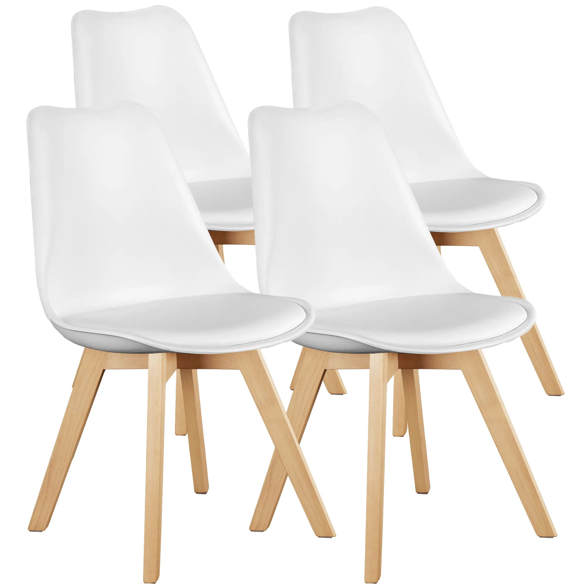 Leather Dining Chairs Set of 4 Wooden Legs Lounge Chair for Home Kitchen