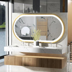 Large LED Oval Bathroom Mirror with Stepless Dimmable Lighted Vanity Mirror