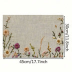 1/4/6PCS 2D Colorful Floral Print Tablecloth Set,
